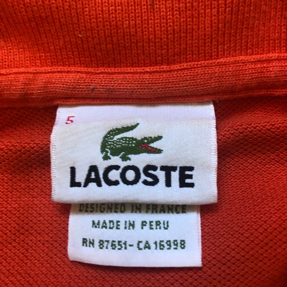 Lacoste Orange Polo Shirt M (5) - Picture 2 of 4